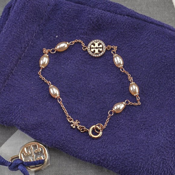CLEARANCE: NEW Tory Burch Miller Pave Bracelet in Rose Gold - Picture 2 of 5
